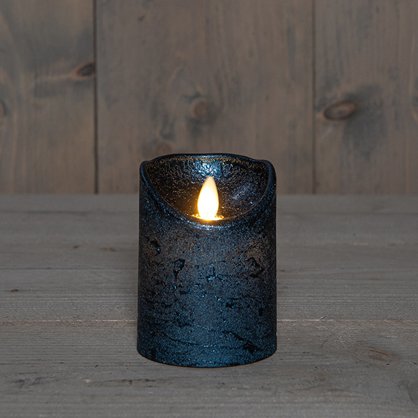 Led kaars 7,5 x 10 cm | Metallic blauw | Bewegende vlam LCO00545 - 1