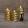 Led kaars 7,5 x 10 cm, 12,5 cm, 15 cm | Goud | Swirl | Bewegende vlam | 3 stuks
