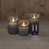 Led kaars 7,5 x 10 cm, 12,5 cm, 15 cm | Grijs | Bewegende vlam | 3 stuks