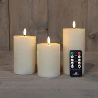 Anna Collection Led kaars 7,5 x 10 cm, 12,5 cm, 15 cm | Ivoor | 3D vlam | 3 stuks  LCO00123