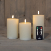 Led kaars 7,5 x 10 cm, 12,5 cm, 15 cm | Ivoor | 3D vlam | 3 stuks
