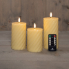 Led kaars 7,5 x 10 cm, 12,5 cm, 15 cm | Ivoor | Swirl | 3D vlam | 3 stuks