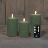 Anna Collection Led kaars 7,5 x 10 cm, 12,5 cm, 15 cm | Jade Groen | 3D vlam | 3 stuks  LCO00135