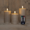 Led kaars 7,5 x 10 cm, 12,5 cm, 15 cm | Taupe | 3D vlam | 3 stuks