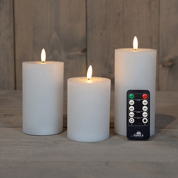 Anna Collection Led kaars 7,5 x 10 cm, 12,5 cm, 15 cm | Wit | 3D vlam | 3 stuks  LCO00129 - 1