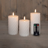 Led kaars 7,5 x 10 cm, 12,5 cm, 15 cm | Wit | Swirl | 3D vlam | 3 stuks