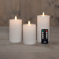 Anna Collection Led kaars 7,5 x 10 cm, 12,5 cm, 15 cm | Wit | Swirl | Bewegende vlam | 3 stuks  LCO00378