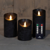 Led kaars 7,5 x 10 cm, 12,5 cm, 15 cm | Zwart | Bewegende vlam | 3 stuks