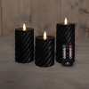 Led kaars 7,5 x 10 cm, 12,5 cm, 15 cm | Zwart | Swirl | Bewegende vlam | 3 stuks