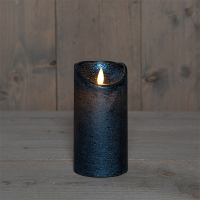 Led kaars 7,5 x 15 cm | Metallic blauw | Bewegende vlam LCO00547