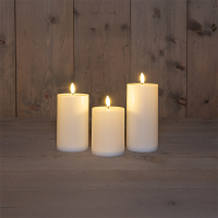 Anna Collection Led kaars voor buiten 7,5 x 10 cm, 12,5 cm, 15 cm | Wit | 3D vlam | 3 stuks  LCO00440