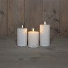 Led kaars voor buiten 7,5 x 10 cm, 12,5 cm, 15 cm | Wit | Swirl | 3D vlam | 3 stuks