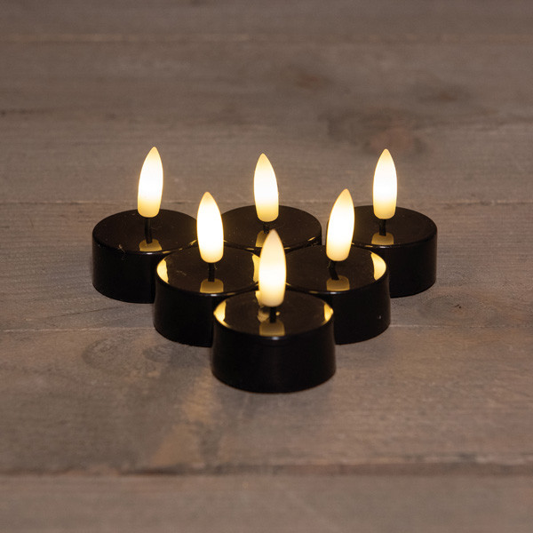 Anna Collection Led waxinelicht 3.5 x 6 cm | Zwart | 3D vlam | 6 stuks  LCO00336 - 1