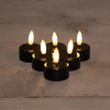 Led waxinelicht 3.5 x 6 cm | Zwart | 3D vlam | 6 stuks