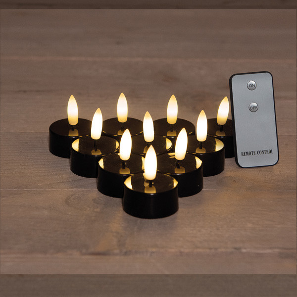 Anna Collection Led waxinelicht 4.5 x 6 cm | Zwart | 3D vlam | 10 stuks  LCO00337 - 1