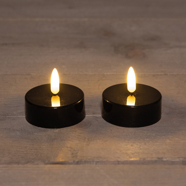 Anna Collection Led waxinelicht 4,5 cm x 6 cm | Zwart | 3D vlam | 2 stuks  LCO00338 - 1