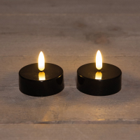 Anna Collection Led waxinelicht 4,5 cm x 6 cm | Zwart | 3D vlam | 2 stuks  LCO00338