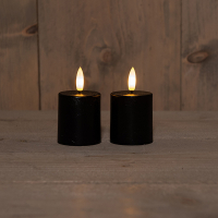 Anna Collection Led waxinelicht 4,5 x 8 cm | Zwart | 3D vlam | 2 stuks  LCO00254