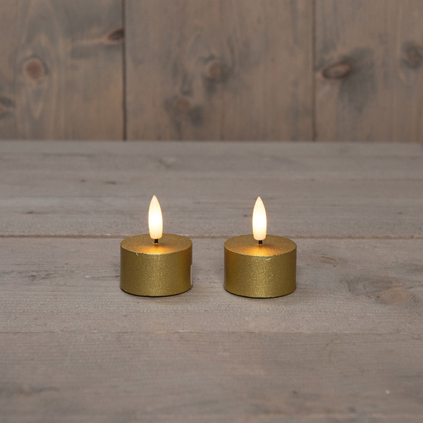 Anna Collection Led waxinelicht 4 cm x 5 cm | Goud | 3D vlam | 2 stuks  LCO00374 - 1