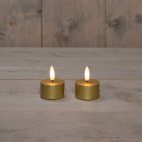 Anna Collection Led waxinelicht 4 cm x 5 cm | Goud | 3D vlam | 2 stuks  LCO00374