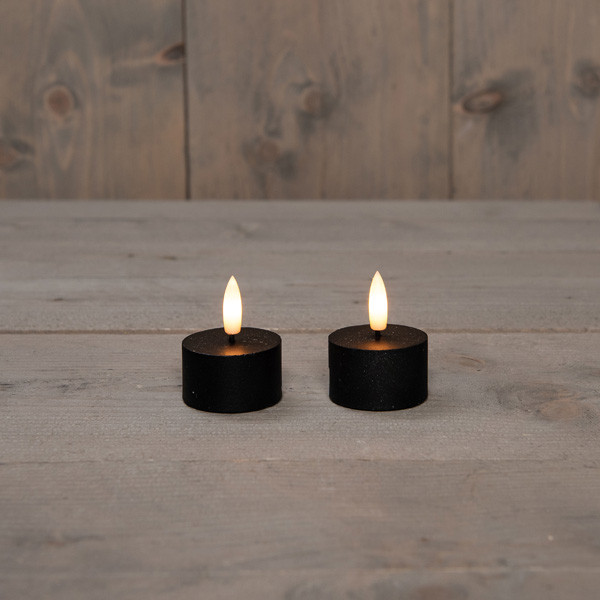 Anna Collection Led waxinelicht 4 cm x 5 cm | Zwart | 3D vlam | 2 stuks  LCO00373 - 1
