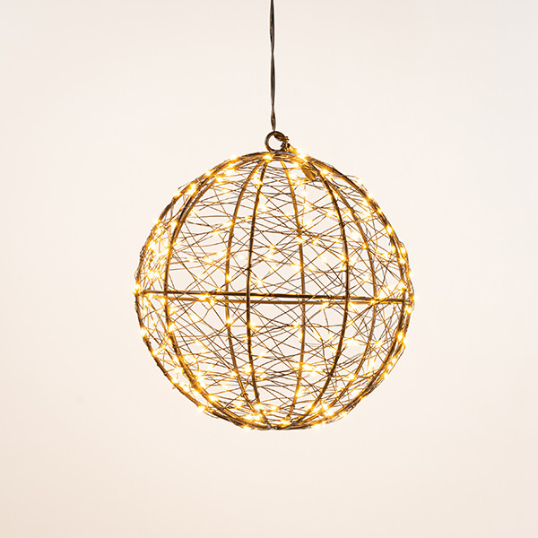 Lichtbol kerst Ø 18 cm | Extra warm wit met flash effect | 200 lampjes | IP44 | Zwart LCO00792 - 2