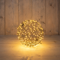 Lichtbol kerst Ø 25 cm | Extra warm wit | 300 lampjes | Flash effect | IP44 | Zwart LCO00793