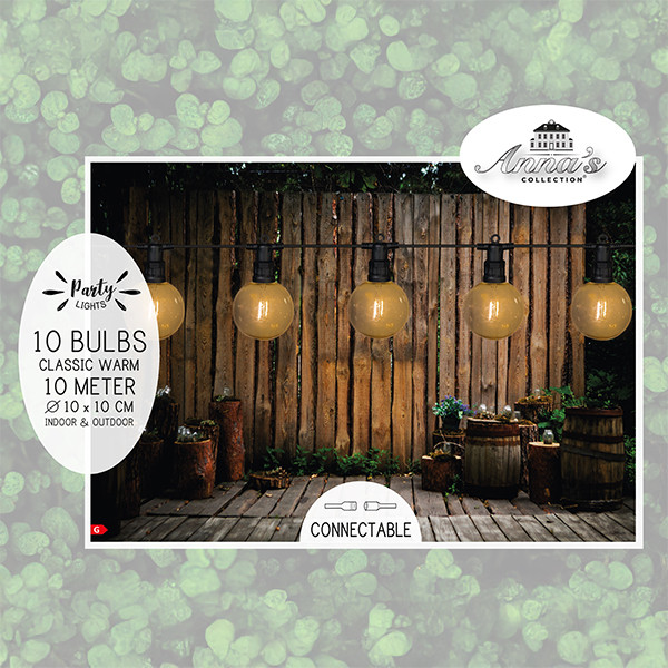 Anna Collection Lichtsnoer koppelbaar 10 meter | 10 lampjes | Bol | Warm wit  LCO00433 - 2