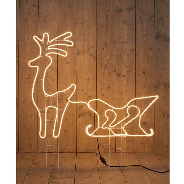 Anna Collection Neonverlichting hert met slee 92 x 115 cm | warm wit | voor buiten | 123led huismerk  LCO00046 - 1