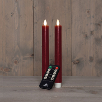 Oplaadbare dinerkaars 23 cm | Bordeaux | Bewegende vlam | 2 stuks LCO00576