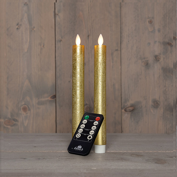 Oplaadbare dinerkaars 23 cm | Goud | Bewegende vlam | 2 stuks LCO00586 - 1
