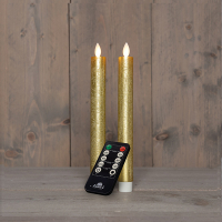 Oplaadbare dinerkaars 23 cm | Goud | Bewegende vlam | 2 stuks LCO00586