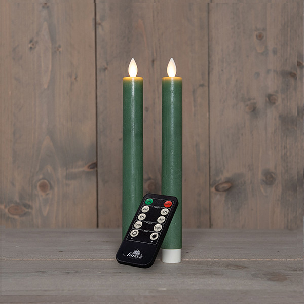 Oplaadbare dinerkaars 23 cm | Jade Groen | Bewegende vlam | 2 stuks LCO00571 - 1