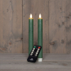 Oplaadbare dinerkaars 23 cm | Jade Groen | Bewegende vlam | 2 stuks