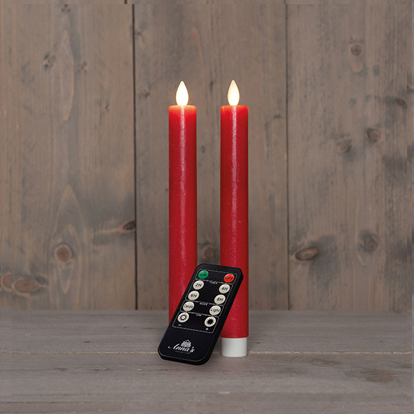 Oplaadbare dinerkaars 23 cm | Rood | Bewegende vlam | 2 stuks LCO00561 - 1
