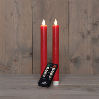 Oplaadbare dinerkaars 23 cm | Rood | Bewegende vlam | 2 stuks LCO00561