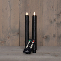 Oplaadbare dinerkaars 23 cm | Zwart | Bewegende vlam | 2 stuks LCO00581