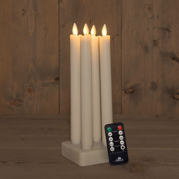 Anna Collection Oplaadbare dinerkaarsen 23,5 cm | Ivoor | Bewegende vlam | 4 stuks  LCO00394 - 1