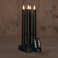 Anna Collection Oplaadbare dinerkaarsen 23,5 cm | Zwart | 3D vlam | 4 stuks  LCO00255