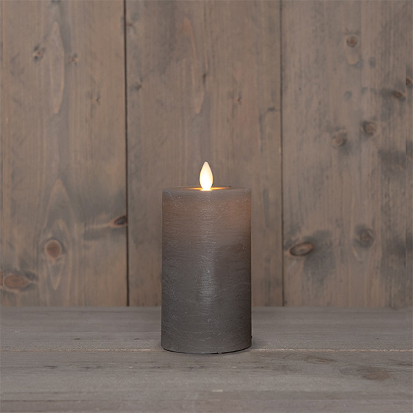 Oplaadbare led kaars 7,5 x 12,5 cm | Taupe | Bewegende vlam LCO00568 - 1