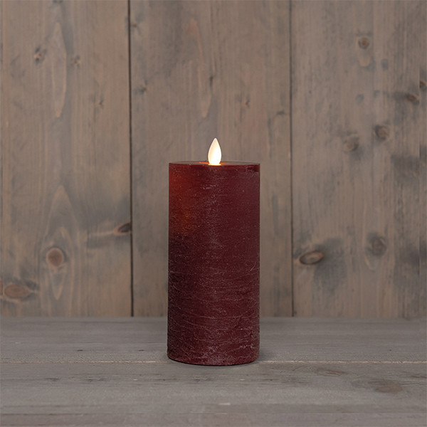 Oplaadbare led kaars 7,5 x 15 cm | Bordeaux | Bewegende vlam LCO00579 - 1