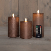 Oplaadbare led kaarsen 7,5 x 10 cm, 12,5 cm, 15 cm | Brons | Bewegende vlam | 3 stuks