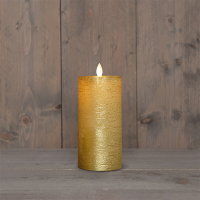 Oplaadbare stompkaars 7,5 x 15 cm | Goud | Bewegende vlam LCO00589