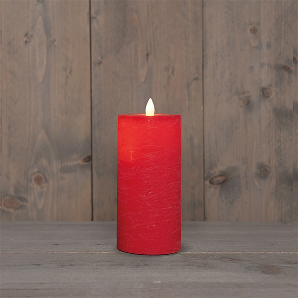 Oplaadbare stompkaars 7,5 x 15 cm | Rood | Bewegende vlam LCO00564 - 1