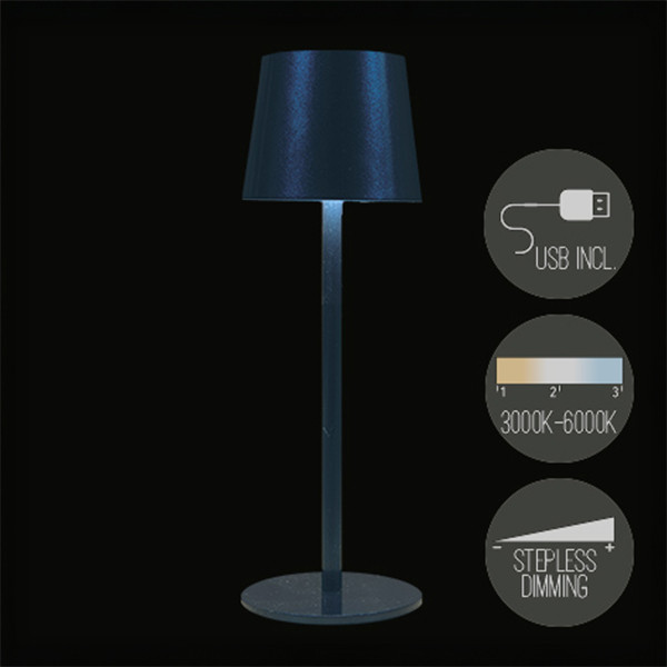 Oplaadbare tafellamp | 27.5 cm | 3000-6000K | Dimbaar | IP44 | Metallic blauw LCO00491 - 1