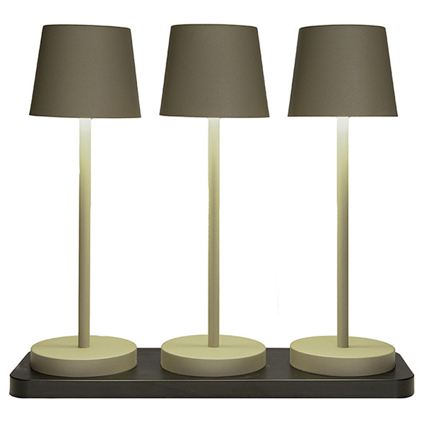 Oplaadbare tafellamp | 27.5 cm | 3000-6000K | Incl. oplaadstation | IP44 | 3 stuks | Olijf Groen LCO00635 - 1