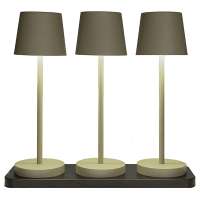 Oplaadbare tafellamp | 27.5 cm | 3000-6000K | Incl. oplaadstation | IP44 | 3 stuks | Olijf Groen LCO00635