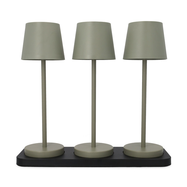 Oplaadbare tafellamp | 27.5 cm | 3000-6000K | Incl. oplaadstation | IP44 | 3 stuks | Olijf Groen LCO00635 - 1