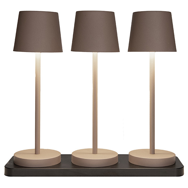 Oplaadbare tafellamp | 27.5 cm | 3000-6000K | Incl. oplaadstation | IP44 | 3 stuks | Taupe LCO00633 - 1