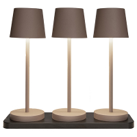 Oplaadbare tafellamp | 27.5 cm | 3000-6000K | Incl. oplaadstation | IP44 | 3 stuks | Taupe LCO00633